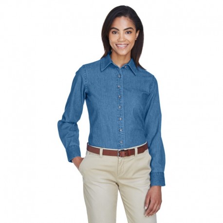 Harriton M550W Ladies 6.5 oz. Long-Sleeve Denim Shirt