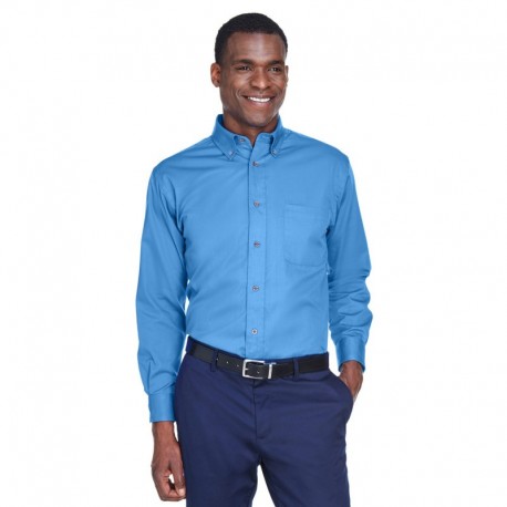 Harriton M500 Men's Easy Blend Long-Sleeve Twill Shirt with Stain-Release