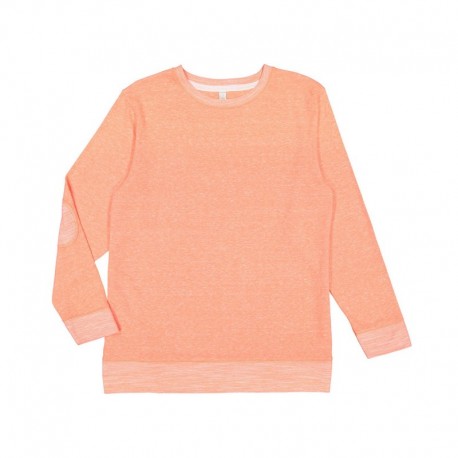 LAT 6965 Adult Harborside Melange French Terry Crewneck with Elbow Patches