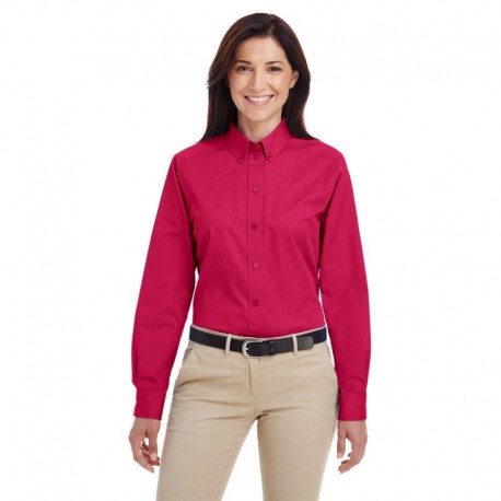 Harriton M581W Ladies Foundation 100% Cotton Long-Sleeve Twill Shirt with Teflon