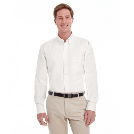 Harriton M581T Men's Tall Foundation 100% Cotton Long-Sleeve Twill Shirt with Teflon
