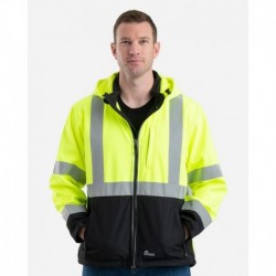 Berne Apparel HVJS206 Men's Hi-Vis Class 3 Hooded Soft Shell Jacket