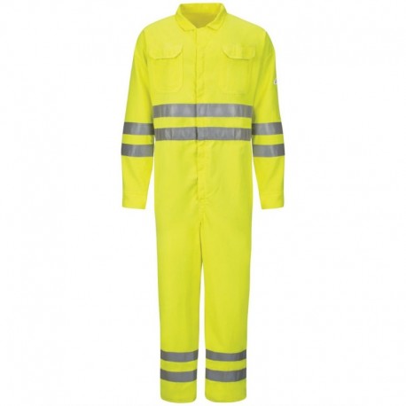 Bulwark CMD8T Men's Tall Hi-Vis Deluxe Coverall with Reflective Trim - CoolTouch 2 - 7 oz.