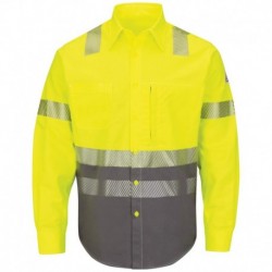 Bulwark SLB4H Men's Hi-Visibility Color Block Uniform Shirt - EXCEL FR ComforTouch - 7 oz.