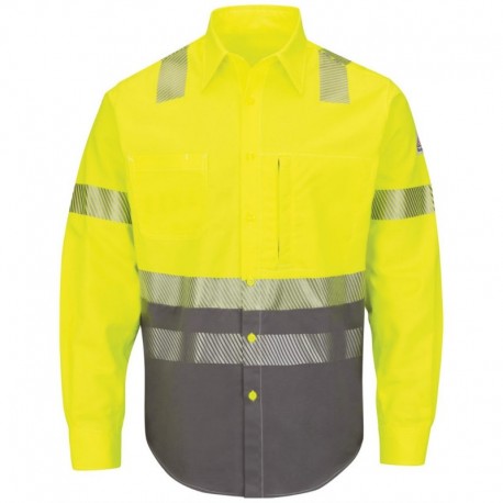Bulwark SLB4HT Men's Tall Hi-Visibility Color Block Uniform Shirt - EXCEL FR ComforTouch - 7 oz.