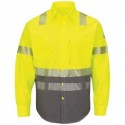 Bulwark SLB4HT Men's Tall Hi-Visibility Color Block Uniform Shirt - EXCEL FR ComforTouch - 7 oz.