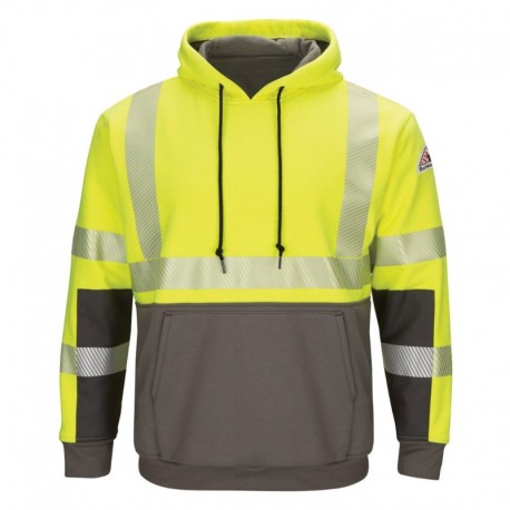 Bulwark SMB4 Men's Hi-Visibility Color-Blocked Hooded Sweatshirt