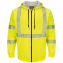 Bulwark SMZ4HVT Men's Tall Hi-Visibility Zip-Front Hooded Fleece Sweatshirt with Waffle Lining