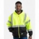 Berne Apparel HVF023 Men's Hi-Vis Class 3 Color Block Full-Zip Hooded Sweatshirt