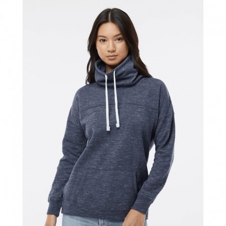 J. America 8673 Women's Melange Fleece Cowl Neck Sweatshirt