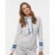 J. America 8674 Women's Melange Fleece Striped-Sleeve Hooded Sweatshirt