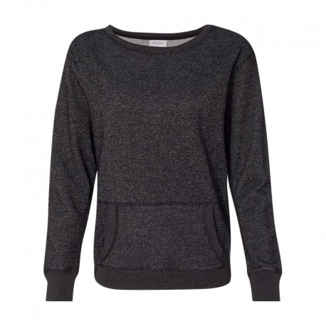 J. America 8867 Women's Glitter French Terry Wide Neck Sweatshirt