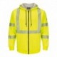 Bulwark SMZ4HVT Men's Tall Hi-Visibility Zip-Front Hooded Fleece Sweatshirt with Waffle Lining