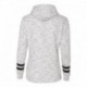 J. America 8674 Women's Melange Fleece Striped-Sleeve Hooded Sweatshirt