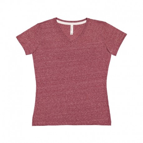 LAT 3591 Ladies V-Neck Harborside Melange Jersey T-Shirt