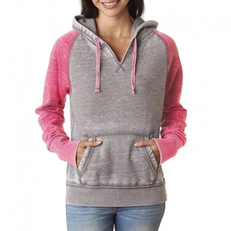 J America JA8926 Ladies Zen Contrast Pullover Hooded Sweatshirt