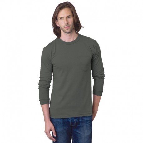 Bayside BA8100 Adult 6.1 oz., 100% Cotton Long Sleeve Pocket T-Shirt