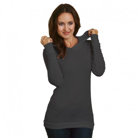 Bayside BA3425 5 oz., Junior's Long-Sleeve Thermal Hoodie T-Shirt